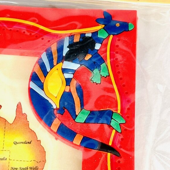 NEW Vintage Australian Aboriginal Picture Frame Kangaroo Dot Art 3.5" x 2.75" - Picture 5 of 12